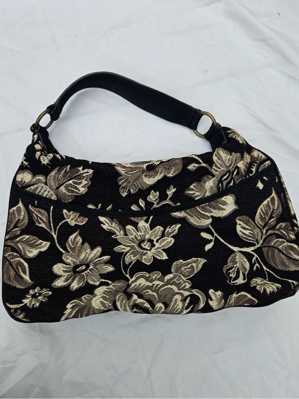 Y2K Black Floral Jacquard Shoulder Bag